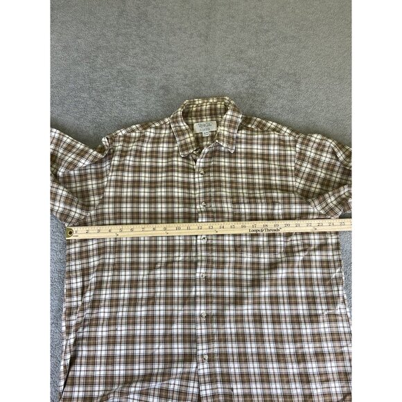 Viyella Cotton Twill Shirt Mens XL Brown Button Down Check Trad Distressed - Picture 3 of 16